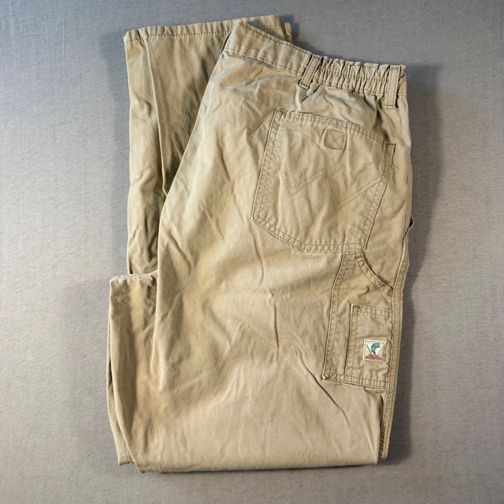 Wrangler Riggs Workwear Mens 38x32 Khaki Ripstop Cargo Carpenter Pants 33344KI